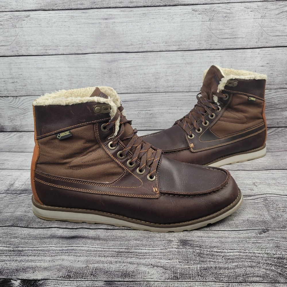Tretorn Gore-Tex Brown Leather Faux Fur Lined Vibram Winter Boots Mens 11.5
